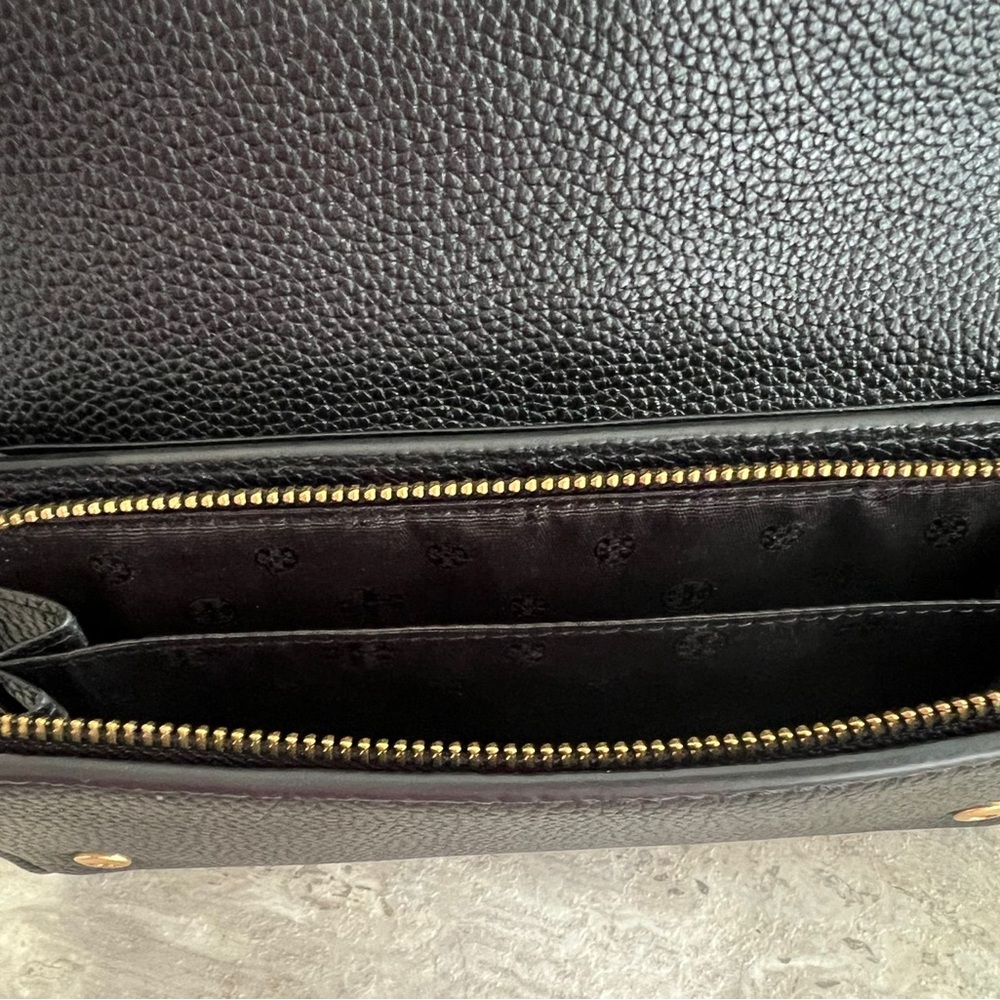 Authentic Tory Burch Black Leather Wallet with Gold Emblem - Picture 5 of 6